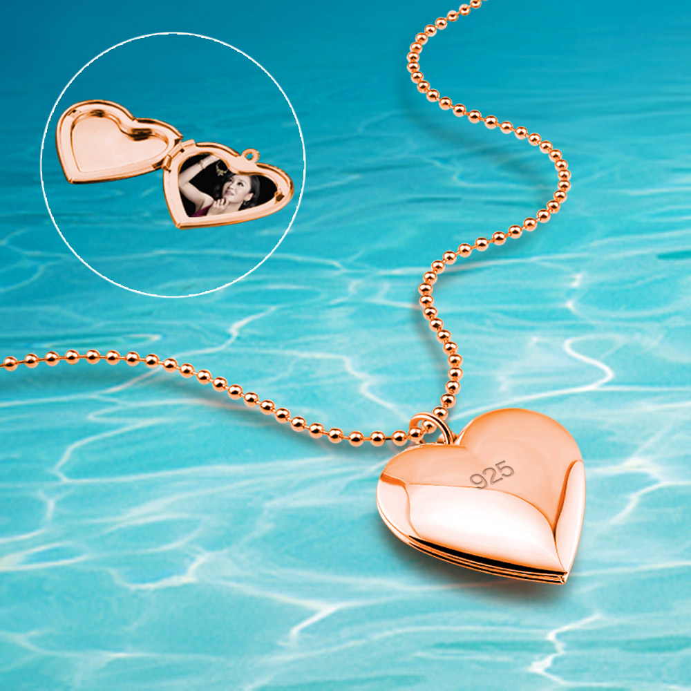 Heart Locket Necklace Photo - Ebedi aşk kalp gerdanlık 925 ayar