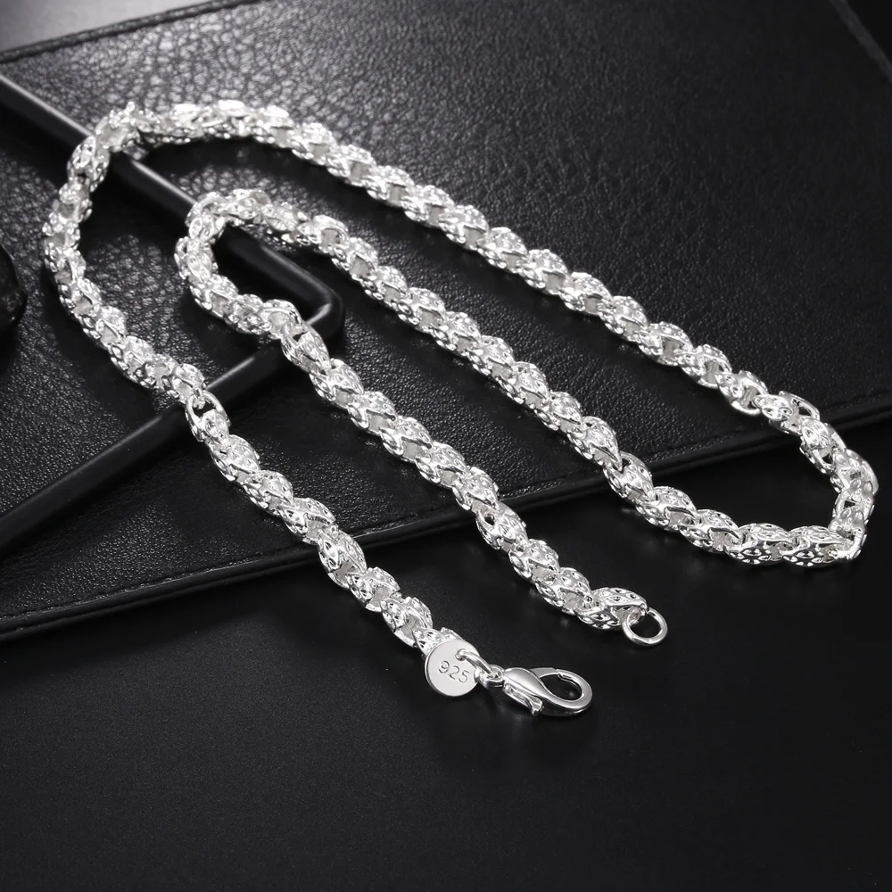 925 Sterling Silver Chain Necklace Men - Sıcak takılar 925 Ayar Gümüş 5MM