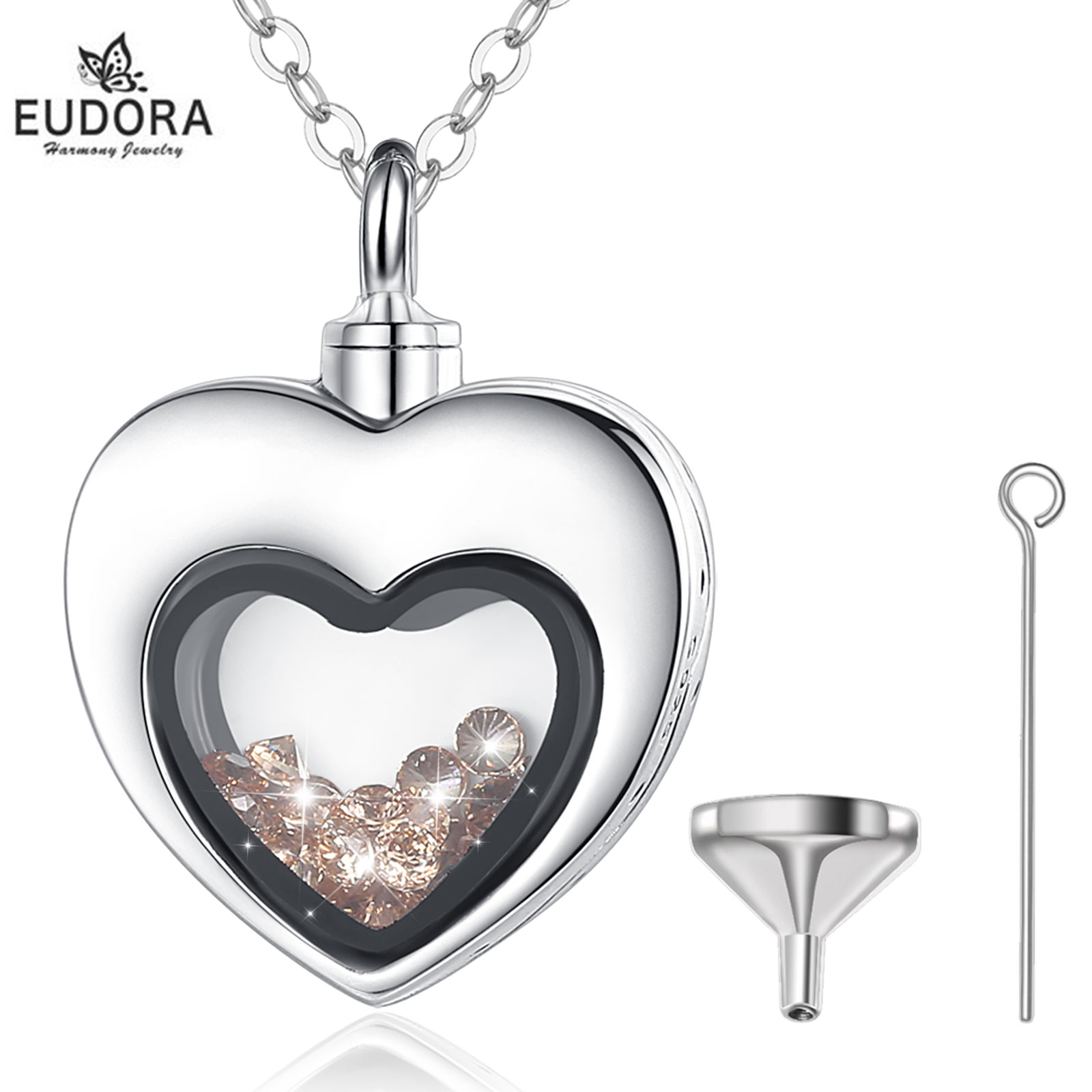 Heart Locket Necklace Photo - Eudora Gümüş Kalp Madalyon Kalp kremasyon