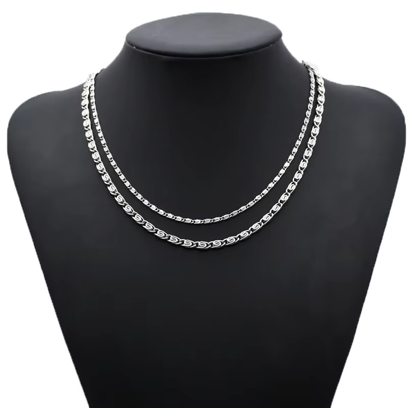 925 Sterling Silver Chain Necklace Men - Andara 925 Ayar Gümüş 18K Altın