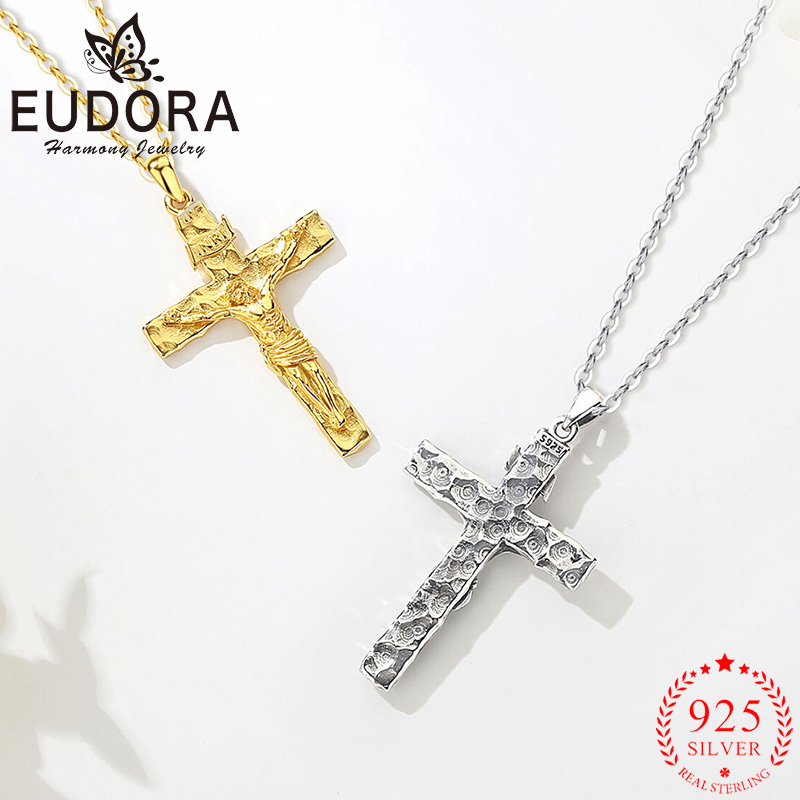 Cross Pendant Necklace Gold - Eudora Haç Kolye 925 Ayar Gümüş