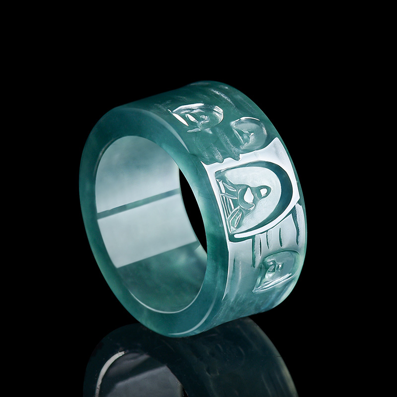Rings - Doğal Birmanya Jadeit Buda Yüzük Lüks