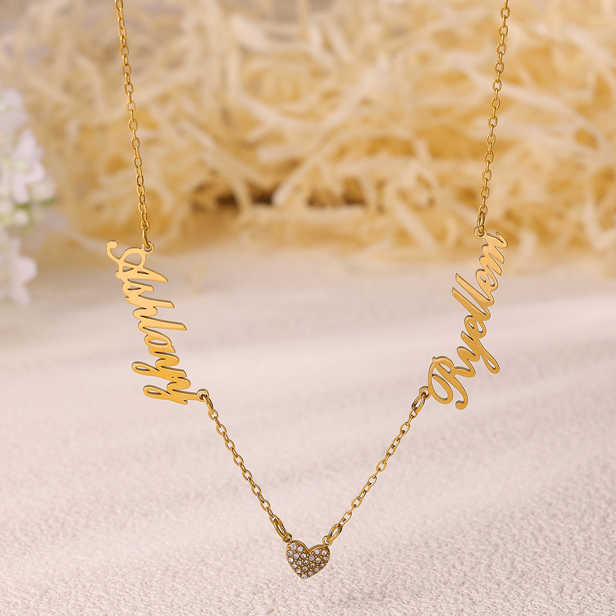 Kadınlar için özel iki isim ko - Custom Name Necklace Stainless Steel incelemesi ve fiyatı