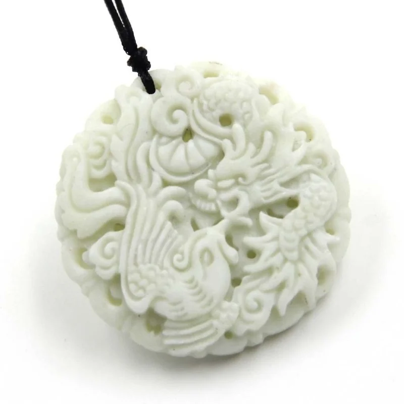 Doğal Beyaz yeşim Ejderha Phoe - Necklaces incelemesi ve fiyatı