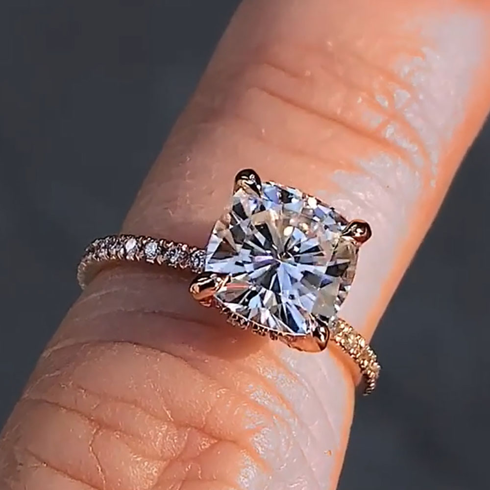 Özel Tasarım 14 Ayar Gül Altın - Moissanite Engagement Ring 1 Carat incelemesi ve fiyatı