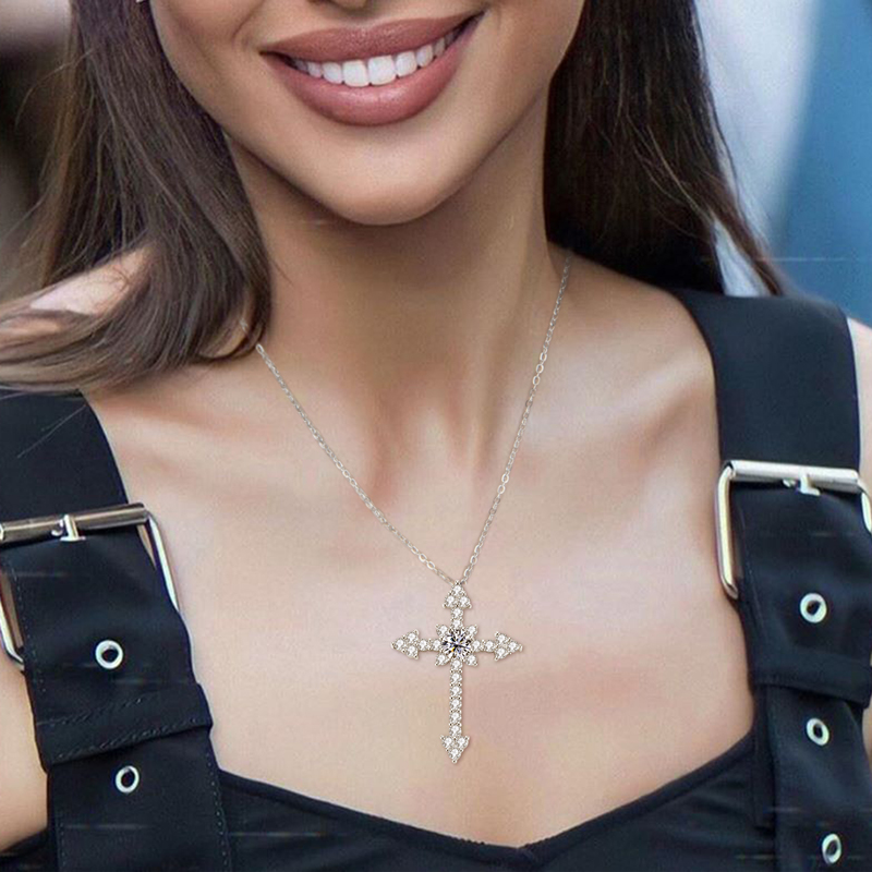 IOGOU 0.5/1CT D VVS1 Mozanit Ç - Cross Pendant Necklace Gold incelemesi ve fiyatı