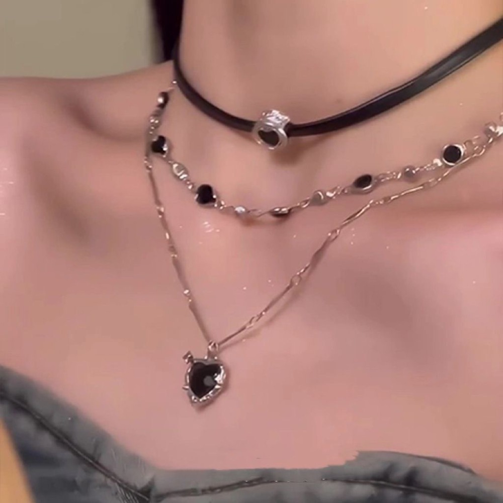 Y2K Gotik Aşk Kalp Kolye Kolye - Layered Pendant Necklace Aesthetic incelemesi ve fiyatı