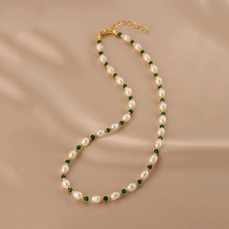 Minar Zarif Yeşil Renkli Cam B - Pearl Choker Necklace Vintage incelemesi ve fiyatı