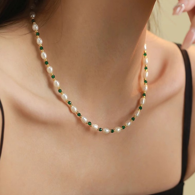 Minar Zarif Yeşil Renkli Cam B - Pearl Choker Necklace Vintage incelemesi ve fiyatı