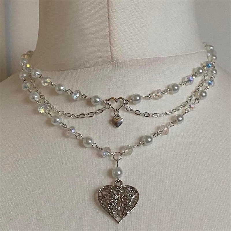 Kadınlar için kelebek kalp inc - Pearl Choker Necklace Vintage incelemesi ve fiyatı