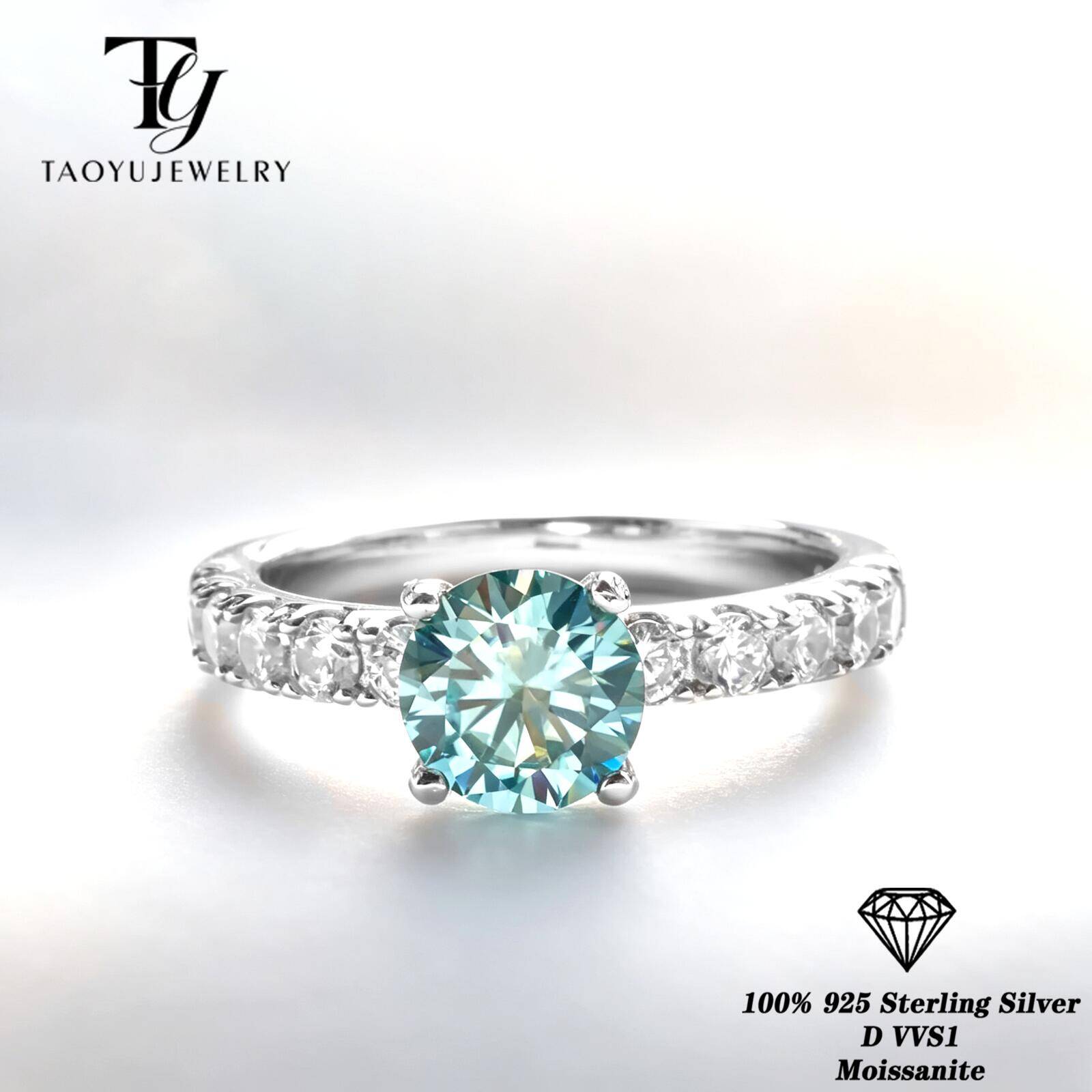 Klasik 1 Karat Mavi Renk Moiss - Moissanite Engagement Ring 1 Carat incelemesi ve fiyatı