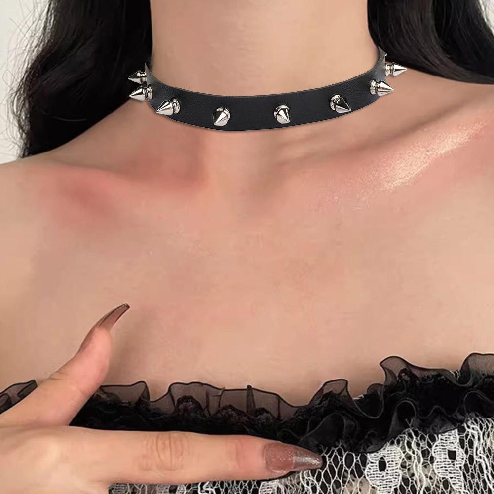 Kadın Erkek İçin Siyah PU Deri - Goth Punk Spike Choker incelemesi ve fiyatı