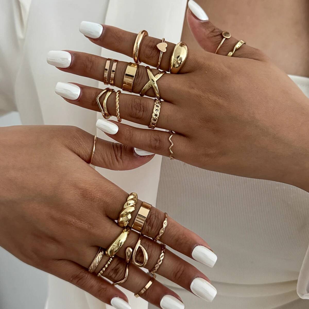 SHIXIN 24 Parça/Set Trendy Düz - Vintage Punk Knuckle Rings Set incelemesi ve fiyatı